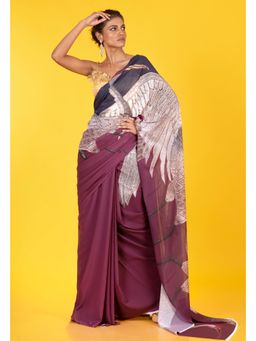 Boveee - Women Brown Georgette Printed Saree Without Blouse