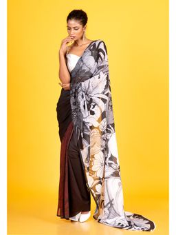Boveee - Women Multi-Color Georgette Floral Printed Saree Without Blouse