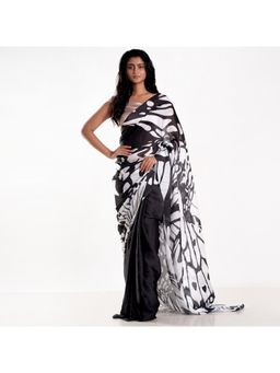 Boveee - Women Black Georgette Printed Saree Without Blouse