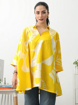 Gerua By Libas - Yellow Abstract Printed Kurti