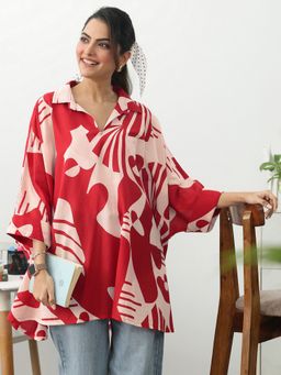Gerua By Libas - Red Abstract Printed Kurti