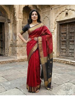 AMRUTKALA SAREES - Women'S Red Designer Banarasi Silk Kanjivaram Saree with Unstitched Blouse
