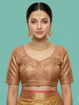 Niraha - Gold Woven Design Stitched Blouse
