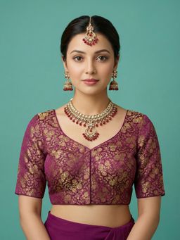 Niraha - Magenta Woven Design Stitched Blouse