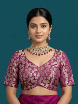 Niraha - Magenta Woven Design Stitched Blouse