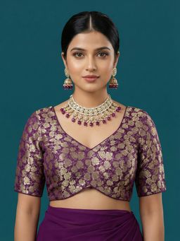 Niraha - Wine Woven Design Stitched Blouse