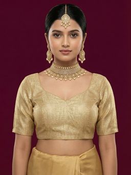 Niraha - Gold Plain Tissue Stitched Blouse