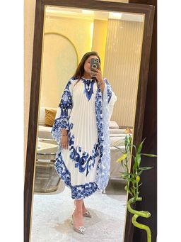 Loveable Creations By Muskan - White Kaftan Pleated Dress