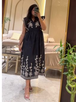 Loveable Creations By Muskan - Black Raha Embroidery Dress