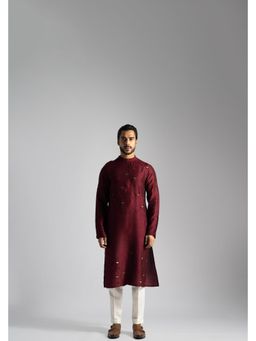 PAARSH - Men Deep Red Kurta With Pant