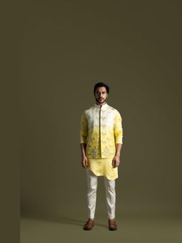 PAARSH - Men Yellow Kurta With Pant And Nehru Jacket