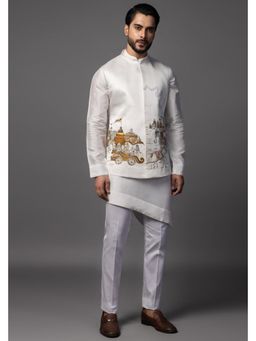PAARSH - Men White Arjun Krishna Kurta With Pant And Nehru Jacket