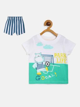 MINI KLUB - Boys White T-Shirt and Shorts (Set of 2)