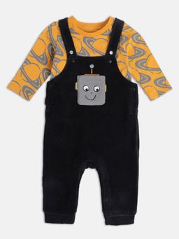 MINI KLUB - Boys Blue Yellow Dungaree with T-Shirt (Set of 2)