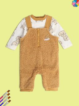 MINI KLUB - Boys Brown Green Dungaree with T-Shirt (Set of 2)
