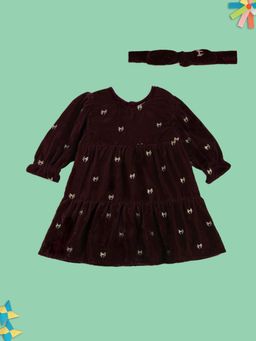 MINI KLUB - Girls Maroon Dress (Set of 2)