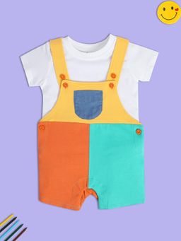 MINI KLUB - Boys Multi-Color Dungaree with T-Shirt (Set of 2)
