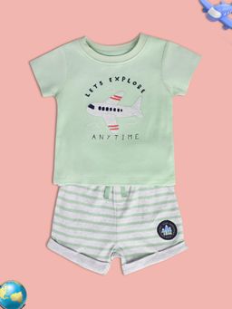 MINI KLUB - Boys Green T-Shirts and Shorts (Set of 2)