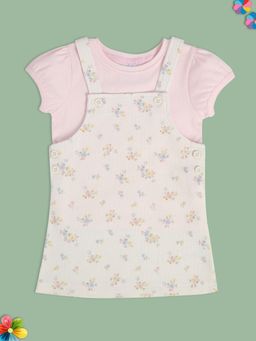 MINI KLUB - Girls Pink White Pinny with Top (Set of 2)