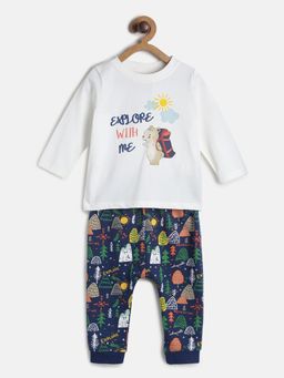 MINI KLUB - Boys Printed Multi-Color T-Shirt and Joggers (Set of 2)