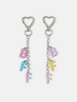Accessorize London - Girls Multi-Colour Metal Bag Charms (Pack of 2)