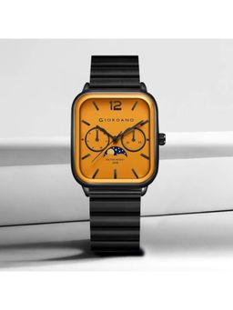 Giordano - Men Moon Phase Display and Stainless Steel Strap Classic Square Analog Watch - Gz-50117 (M)