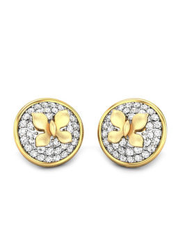 Candere by Kalyan Jewellers - 18K BIS Hallmark Yellow Gold & Diamond Butterfly Earrings
