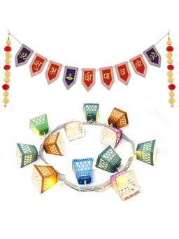 Indigifts - Shubh Diwali Reversible Toran Decoration & Door Decor Hanging Lights (Set of 2)