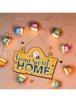 Indigifts - Yellow Home Sweet Home Wall Hanging & Hanging Lights (Set of 2)