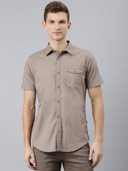 WOODLAND - Beige Solid Casual Shirt