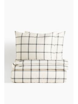 H&M - Home White Cotton Sateen Double/King Duvet Cover Set