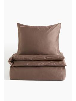 H&M - Home Brown Cotton Sateen Single Duvet Cover Set