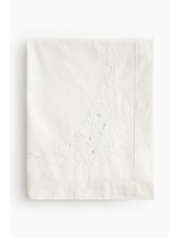 H&M - Home White Embroidery-Detail Tablecloth