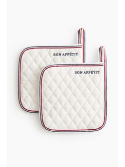 H&M - Home White 2-Pack Quilted Pot Holders