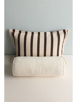 H&M - Home White Patterned Canvas Cushion Cover