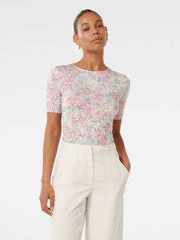 Forever New - Multi-Color Valencia Printed Crew Neck Tee