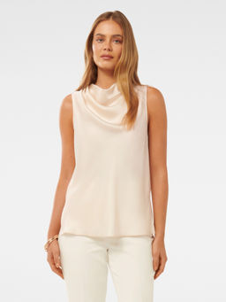 Forever New - Off White Sallie Satin Cowl Tank