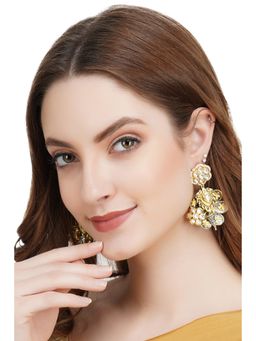 Auraa Trends - Dull Gold Finish Flower Dangler Earring