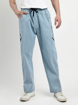 Campus Sutra - Mens Light Blue Straight-Fit Denim Jeans