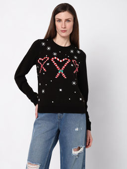 VERO MODA - Black Candy Heart Pullover