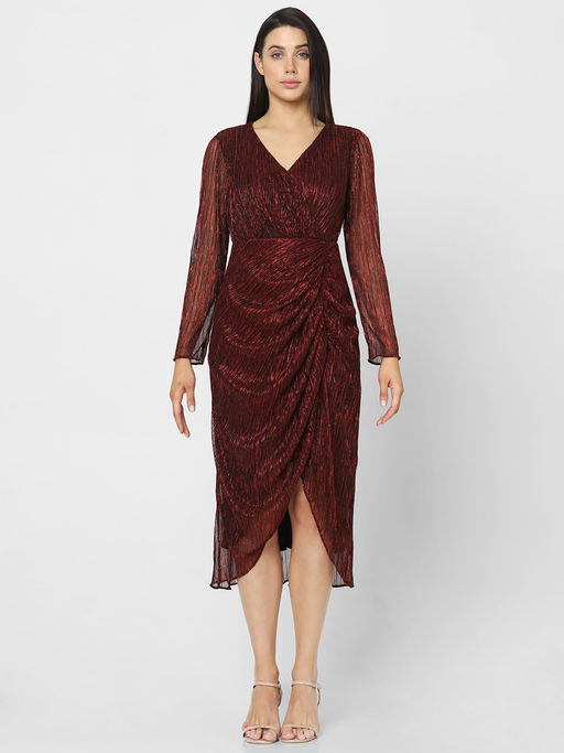 Buy VERO MODA Maroon Lurex Bodycon Dress Online