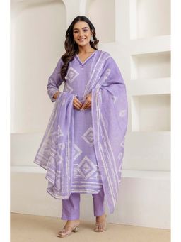 Kohsh - Womens Printed Kurta Pant And Dupatta (Purple)