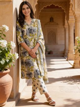 Rangita - Women White Embroidered Straight Kurta Pant And Dupatta