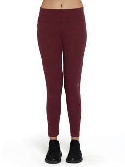 Amante - Elements Solid Mid Rise Leggings-Maroon