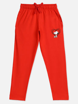 Kidsville - Peanuts Printed Red Pyjama for Girls