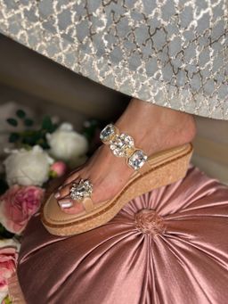 Sandal Stories - Women Silver Aurora Crystal Gem Wedges Heels