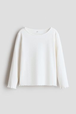 H&M - Girls White Long-Sleeved Jersey Top