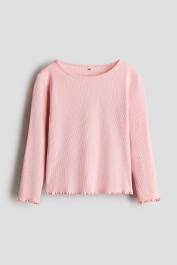 H&M - Girls Pink Long-Sleeved Jersey Top
