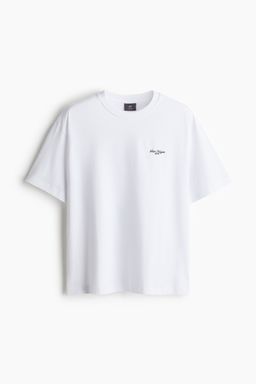 H&M - Men White Loose Fit Printed T-Shirt
