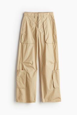 H&M - Women Beige Cotton Cargo Trousers